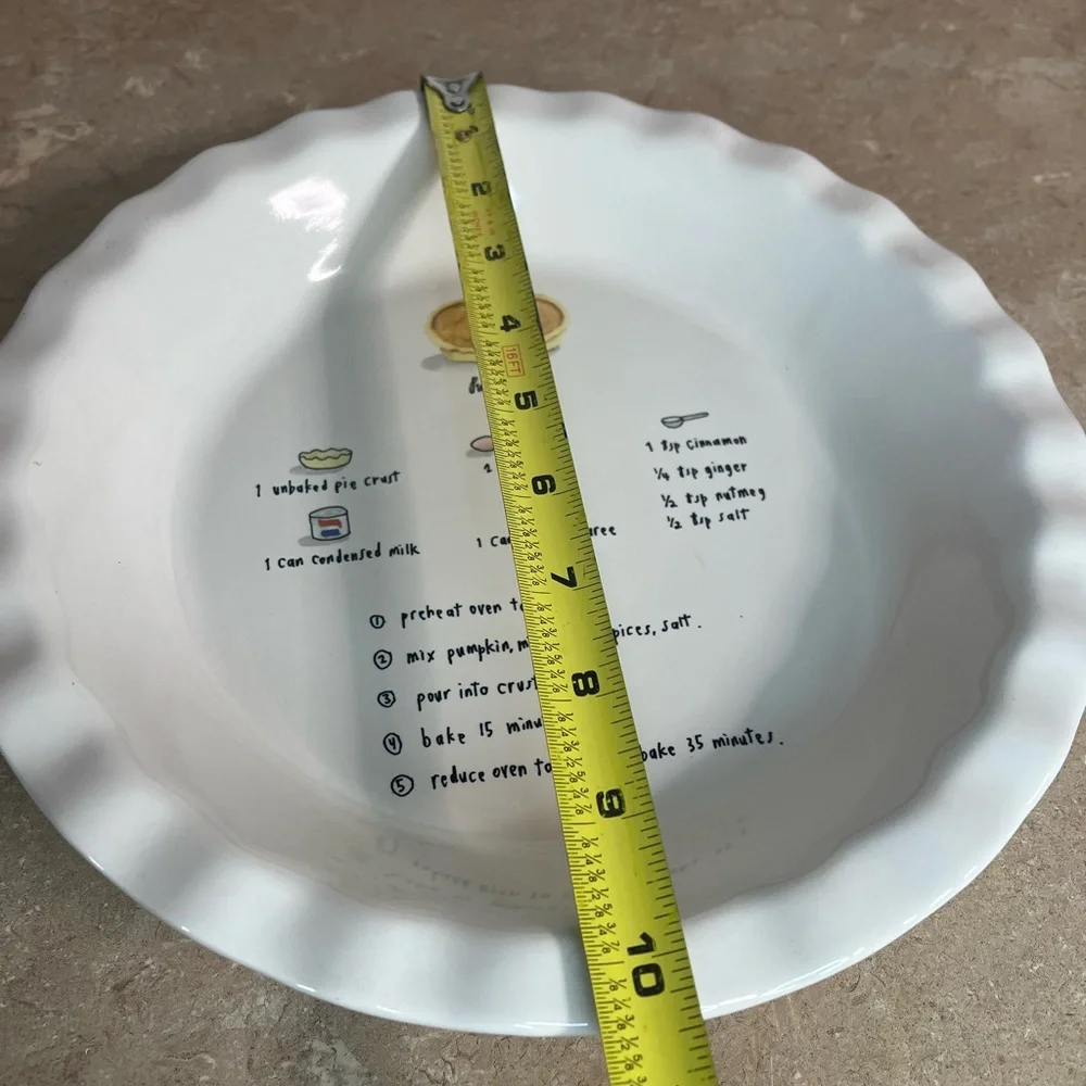 Rae Dunn White Ceramic Pie Dish with Recipe Print